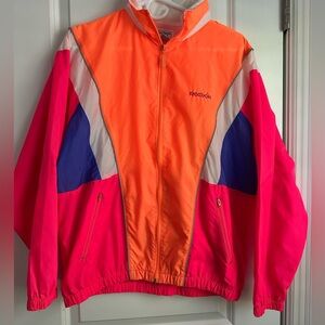 Reebok Vintage Sport Neon Mesh-Lined Windbreaker - Pink, Orange & Blue